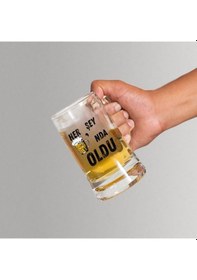 Resim "her Şey Biranda Oldu Tasarım Bira Bardağı Mizahi Hediyelik Cam Bira Bardağı" Renkli 