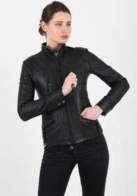 Resim ALİN Melody Kadın Siyah Fit Hakiki Deri Ceket - Beden Ölçülerini Görselden İnceleyebilirsiniz 