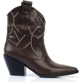 Resim Shoetek Avrora Kadın Bot&bootie Pimli Kovboy Kahve Deri Kahve 