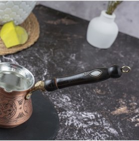 Resim 2 Kişilik El Yapımı Kalın Bakır Cezve Gaziantep Üretimi, Geleneksel Türk Kahvesi Cezvesi 