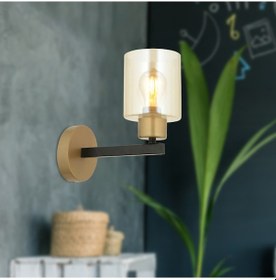 Resim Jade Eskitme Siyah Boyalı Bal Camlı Duvar Lambası Yatak Odası-Ban Siyah 