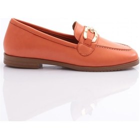 Resim Dgn 06 Kadin Dikiş Detayli Çiçek Süsleme Babet 06-2109-R6448 Turuncu 