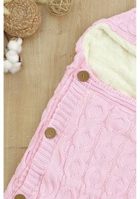 Resim Kız Bebek Düğmeli Pembe Anakucağı Kundak Stl6811 Beyaz - Fuşya 