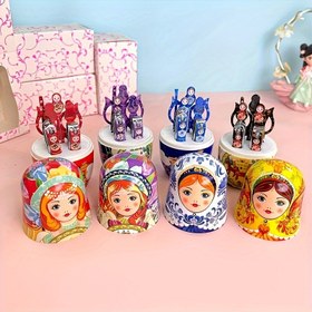 Resim Rus matruşka bebek tırnak bakım seti - Klasik tarzda kokusuz tırnak makası, düz bıçaklı metal törpü, makas ve cımbız - Parmak tırnağı için kompakt ve taşınabilir manikür seti, tatil ve özel günler için ideal hediye 