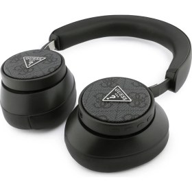 Resim Guess Orjinal Lisanslı Enc Teknolojili Pu 4g Desen Üçgen Logolu Kulak Üstü Bluetooth Kulaklık Siyah 