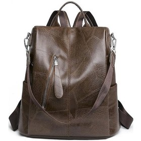 Resim Luckydog Big Capacity Leather School Bag Women's Backpack For Girls Anti-theft Women's Backpacks Women's Wine Multicolor Çok Renkli 