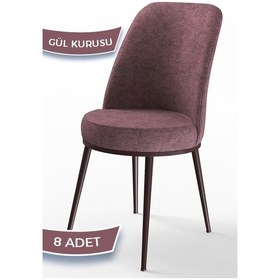 Resim Canisa Dexa Serisi, Üst Kalite Mutfak Sandalyesi, Metal Kahverengi Iskeletli, 8 Adet Gülkurusu Sandalye Gül Kurusu, Metal 