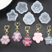 Resim 4 adet Kristal Parlak Kedi Pençesi Akıcı Reçine Sallayıcı Kolye Yapımı Silikon Kalıp Seti - Güzel DIY Takılar için Ayna Parlak Silikon Kalıp 