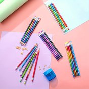 Resim 20 Adet Canlı Ahşap Kalem Seti, 0,5 mm Uç, Renkli Alüminyum Bant ve Silgi, Pürüzsüz Yazma Okul Malzemeleri 