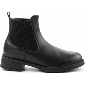 Resim Siyah Hakiki Deri Kadın Bot & Bootie K02513320303 Siyah 