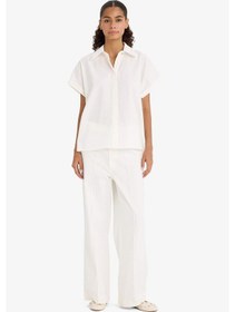 Resim Defacto Wide Leg Cepli Yüksek Bel Gabardin Pantolon F1649ax25auer105 Ekru 