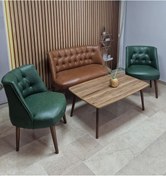 Resim Azra Aksesuar Deri Çay Seti Koltuk Takımı + SEHPA - Oturma Grubu - Cafe Mobilya - Ofis Mobilya - Balkon Mobilya 