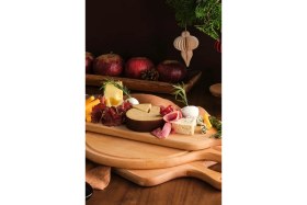 Resim Feyza Design Doğal Ahşap Uzun Sunum ve Kesim Tahtası, Şık ve Dayanıklı Tasarım 
