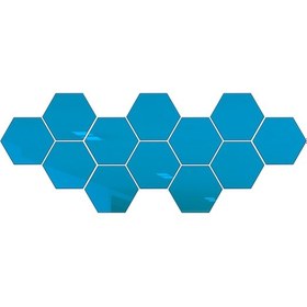 Resim Gajeena Mavi Renkli 12 Adet Yapışkan Altıgen Ayna Duvar Sticker I - 20x17 Cm, 1mm Kalınlık Mavi 