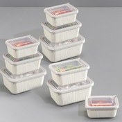 Resim 9'lu Vip Dikdörtgen Mikrodalga Ve Difrize Uygun Saklama Kabı Seti Bej 3x(1750,1050,600 Ml) Vienev