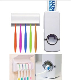 Resim Diş Macunu Sıkma Aparatı Ve Diş Fırçalık Beyaz 