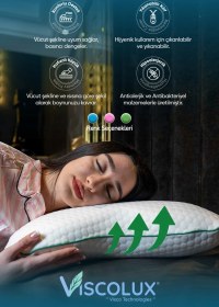 Resim Visco Kelebek Yastık - Özel Ortopedik Boyun Destekli Visco Yastık 57x45x13 Yeşil 