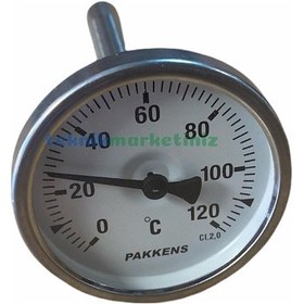 Resim 63 MM 120 C Derece 10 Cm Arkadan Bağlantılı Bi-metal Termometre Pakkens 
