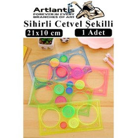 Resim Sihirli Cetvel 1 Adet Plastik Sihirli Daire Cetvel Desen Şablon Çizim Okul Karne Hediye Çok Renkli 