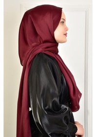 Resim Burden Ipek Janjan Saten Şal Bordo Bordo 