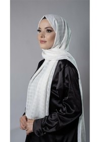 Resim Hürrem Bone Krem Desenli Şal Şifon Kumaş Kareli Çizgili 202107 40 Krem 