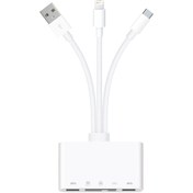 Resim 5in1 Allround iPhone Type-C Usb 2xUsb Sd Tf Kart Şarj Adaptörü Type-C Girişli Macbook ve Notebook için