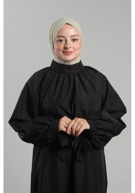 Resim Hürrem Bone Bej Pratik Hazır Geçmeli Tesettür Eşarp Sandy Arkadan Çıtçıtlı Piliseli Hijab 2406 12 BEj 