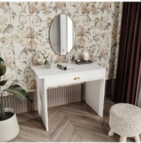 Resim Julia Tek Çekmeceli Beyaz Makyaj Masası 