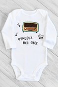 Resim BabyLimon Unisex Bebek Beyaz Yenidoğan Uykusuz Her Gece Uzun Kollu Çıtçıtlı Body 