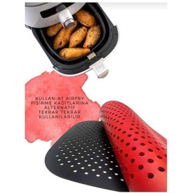 Resim Airfryer Silikon Kare Pişirme Matı 23 Cm 2 Li Renkli Silikon Siyah Diğer 