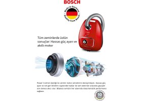 Resim Bosch Serie 4 Toz Torbalı Süpürge Proanimal Turbo Halı Döver ve Evcil Hayvan Başlıklı Toz Torbalı Süpürge 10 Yıl Motor Garantili 