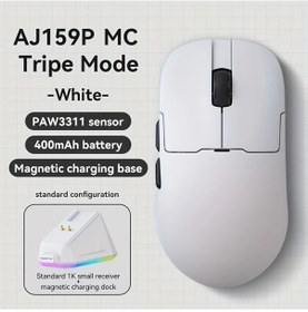 Resim Honeybeeshop Ajazz Aj159p Beyaz Manyetik Kablosuz Oyun Faresi 15999 Cpı Paw3311 3 Modlu Diğer 