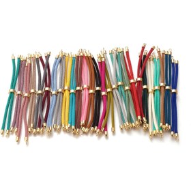 Resim 10 Adet Ayarlanabilir Naylon Bükülmüş Kordon Bilezikler, Pirinç Kaydırıcı Buluntular, DIY Takı Yapım Aksesuarları, Kumaş El Sanatları Malzemeleri, Bilezik Yapım Kiti 