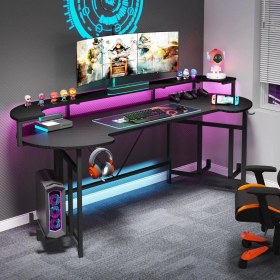 Resim Zeronex Modern Gaming Masa - Geniş Çalışma Alanlı, Raflı Oyuncu ve Bilgisayar Masası 