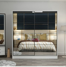 Resim Minarmobilya Minar Kale 2 Kapaklı Aynalı Sürgülü Dolap 180 Cm - Beyaz (541417038) 