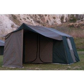 Resim 2 Oda + Mutfaklı Kamp Çadırı 4-6 Kişilik Kapı Sineklikli Yeşil - Gri 