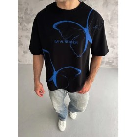 Resim Marsilyan- Unisex Bisiklet Yaka Baskılı Oversize T-Shirt - Siyah 