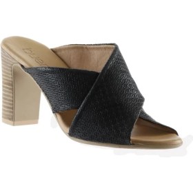 Resim Bueno Shoes Siyah Deri Kadın Topuklu Terlik 