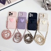 Resim Yeni Lüks Elmas Desenli Büyük Kalp Kart Tutucu Telefon Kılıfı Iphone 16 için Uygun 