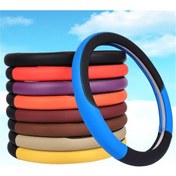 Resim Siyah&mavi Direksiyon Kapağı Araba Gidon Araba Direksiyon Kapağı Dört Mevsim Evrensel Gidon Seti Araba İç Ürünleri 