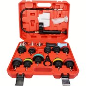Resim 18 Parça Soğutucu Basınç Test Kiti, Radyatör Basınç Testeri, Soğutma Sistemi Basınç Test Kiti, Araba Bakım Aracı, PE Malzeme, Otomotiv Soğutma ve Su Pompası Aletleri 