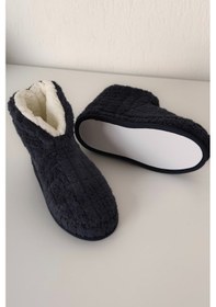 Resim Sevim Kalın Kaydırmaz Tabanlı İçi Tüylü Ev Botu - Yumuşak, Peluş İç Astarlı, Kışlık Panduf-füme Fume/39-40 Füme 