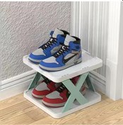 Resim Mavi Ayakkabı Rafı 9 Katlı Dıy Dar İstiflenebilir Serbest Ayakta Ayakkabı Depolama Uzun Boy Organizatör 2 Layer Mavi 