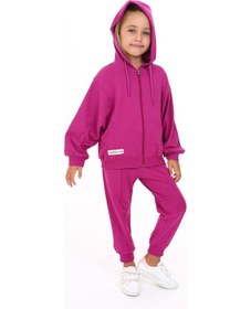 Resim Toontoy Kids Toontoy Kız Çocuk Yarasa Kol Armalı Eşofman Takım Mürdüm 