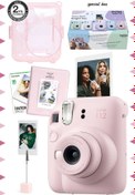 Resim Fujifilm Instax mini 12 Pembe Fotoğraf Makinesi-10'lu Film-Kıskaçlı Stand-PVC Albüm ve Simli Pleksi Kılıf Set 