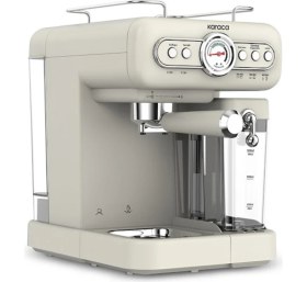 Resim Empressco Vintage Tarzı Süt Hazneli Espresso ve Cappuccino Makinesi, Kırmızı Renkli 