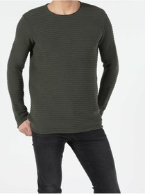 Resim Colin's Colins Slim Fit Bisiklet Yaka Erkek Haki Kazak 