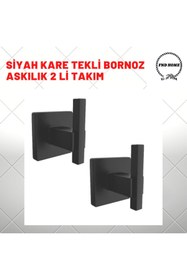 Resim FNDHOME Siyah Kare Tekli Bornoz Askılık 2 Li Takım 