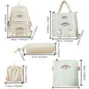 Resim Globalbloom 5 Parça Siyah Düz Renk Sırt Çantası Seti Büyük Kapasiteli Çift Omuzlu Çanta El Çantası Bozuk Para Cüzdanı Crossbody Çanta Öğrenci Okul Çantası Seti Charm Dahil Siyah 