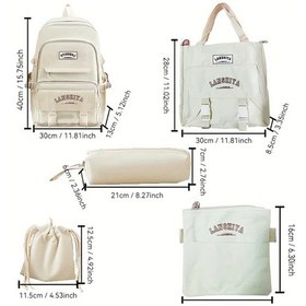 Resim Globalbloom 5 Parça Siyah Düz Renk Sırt Çantası Seti Büyük Kapasiteli Çift Omuzlu Çanta El Çantası Bozuk Para Cüzdanı Crossbody Çanta Öğrenci Okul Çantası Seti Charm Dahil Siyah 